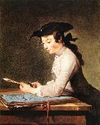 jean-Baptiste-Simeon Chardin The Draughtsman painting